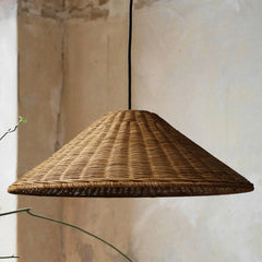 Retro Woven Rattan Cone Umbrella Rattan Pendant Light