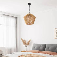 17" Handcrafted Farmhouse Boho Hemp Rope Pendant Lighting