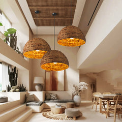 Natural Bowl Farmhouse Coastal Pendant Light