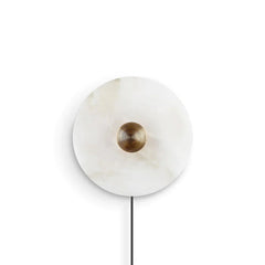 Round Alabaster Plug In Wall Lamp
