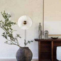 Round Alabaster Plug In Wall Lamp