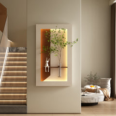 3D Sandstone Wall Art - LED Botanical Sculpture with Vase