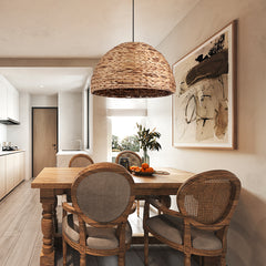 Basket Rattan Pendant Lights Seagrass Semi-circular Hand Woven Rattan Pendant Lights