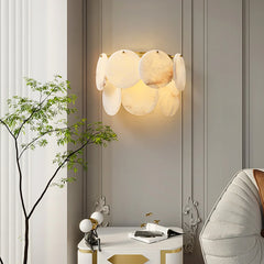 Alabaster Double Layer Round Wall Lamp