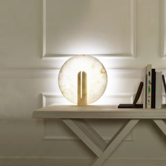 Alabaster Modern Disc Table Lamp