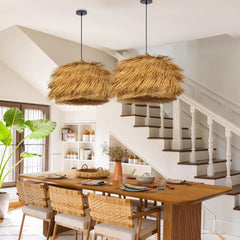 Japanese Style Vintage Grass Light Chandelier Rattan Pendant Light