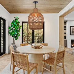 Bohemian style Straw rope hollow pendant light