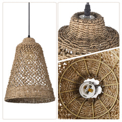Hand-woven hollow dining room straw rope pendant light