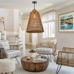 Hand-woven hollow dining room straw rope pendant light