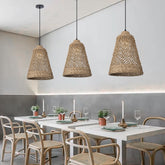 Hand-woven hollow dining room straw rope pendant light