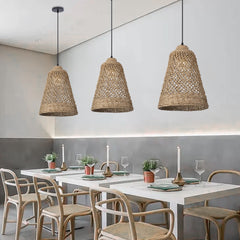 Hand-woven hollow dining room straw rope pendant light