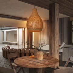 Kettle Style Hemp Rope Braided Handmade Pendant Light