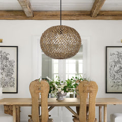 Round hollow hemp rope woven lamp shade