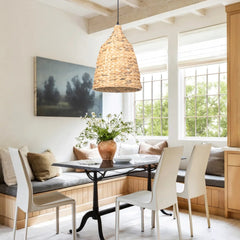 Boho style Seagrass Semi-circular Hand Woven Rattan Pendant Lights