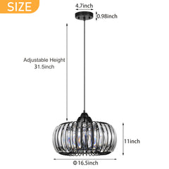 Modern Oblate Black Crystal Chandelier