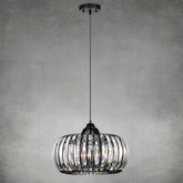 Modern Oblate Black Crystal Chandelier