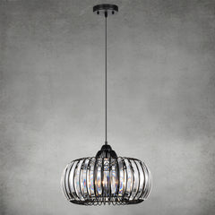 Modern Oblate Black Crystal Chandelier