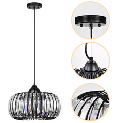 Modern Oblate Black Crystal Chandelier