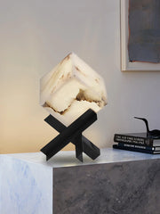Modern Alabaster Cube Table Lamp