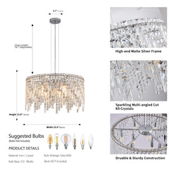 24"/35" Modern Round/Oval Crystal Chandelier