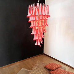 Murano Red Petals Spiral Chandelier