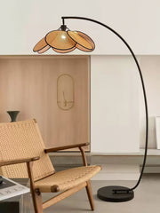 Rattan Bloom Arc Floor Lamp