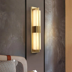 Rectangular Alabaster Modern Brass Wall Sconce