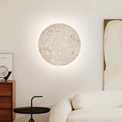 Round Natural Travertine Wall Lamp