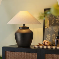 Rustic Black Ceramic Table Lamp