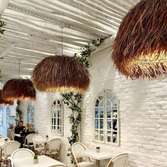 Retro wabi-sabi style bedroom bedside straw art lamp