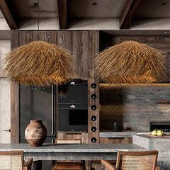 Japanese Style Vintage Grass Light Chandelier Rattan Pendant Light