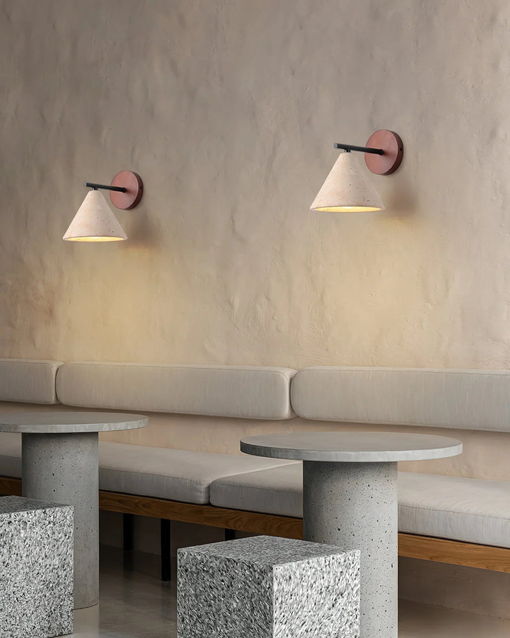 Conical Finley Travertine Wall Lamp