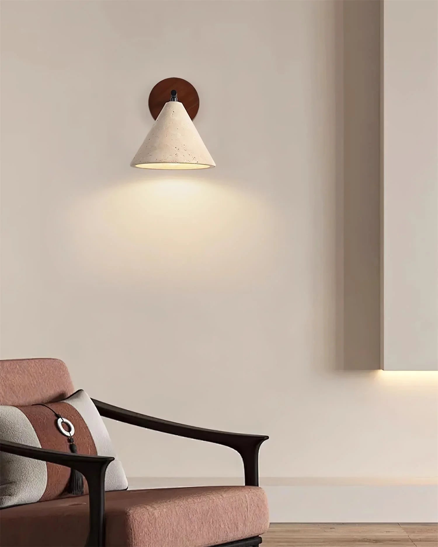 Conical Finley Travertine Wall Lamp