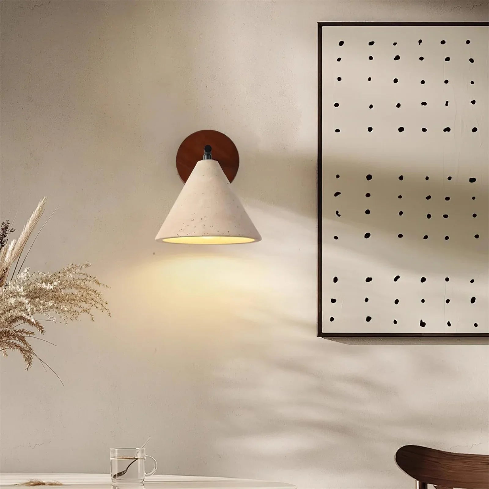 Conical Finley Travertine Wall Lamp