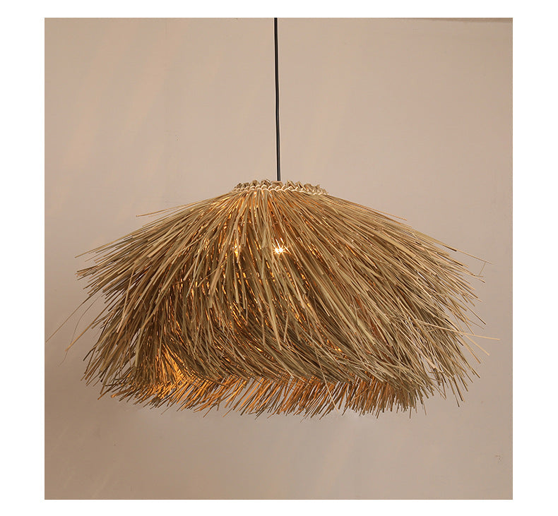 Japanese Style Vintage Grass Light Chandelier Rattan Pendant Light