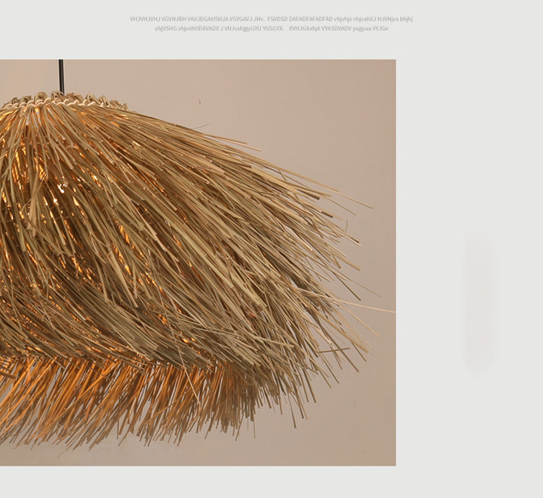 Japanese Style Vintage Grass Light Chandelier Rattan Pendant Light