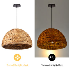 Basket Rattan Pendant Lights Seagrass Semi-circular Hand Woven Rattan Pendant Lights