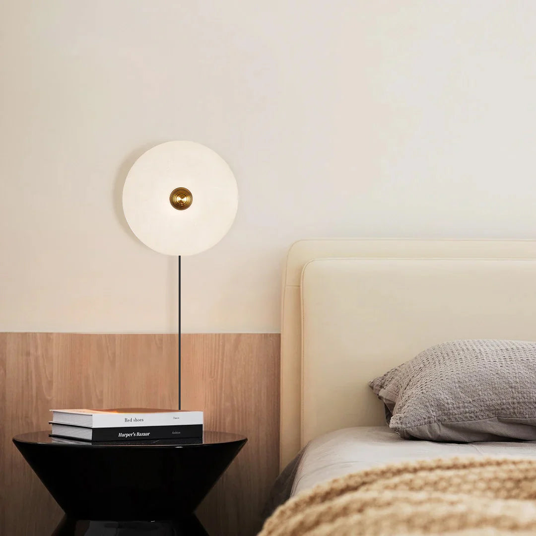 Round Alabaster Plug In Wall Lamp