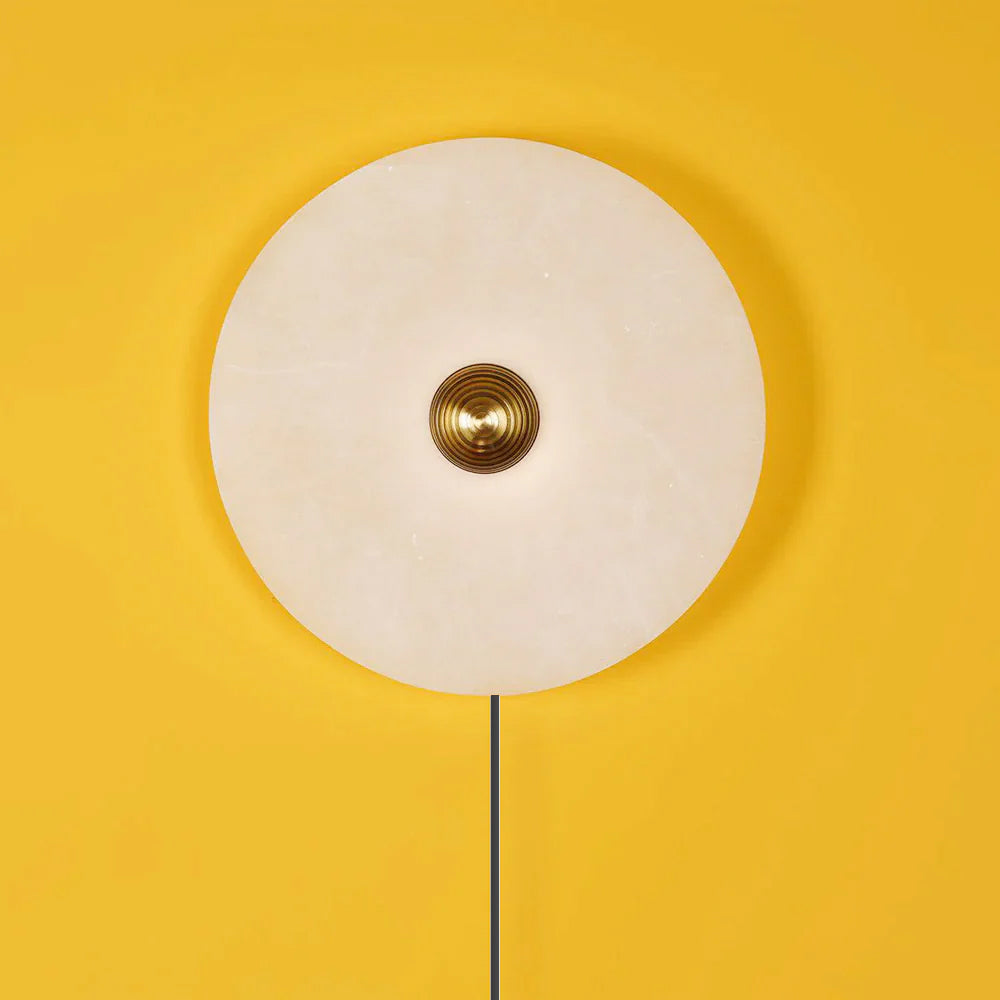 Round Alabaster Plug In Wall Lamp