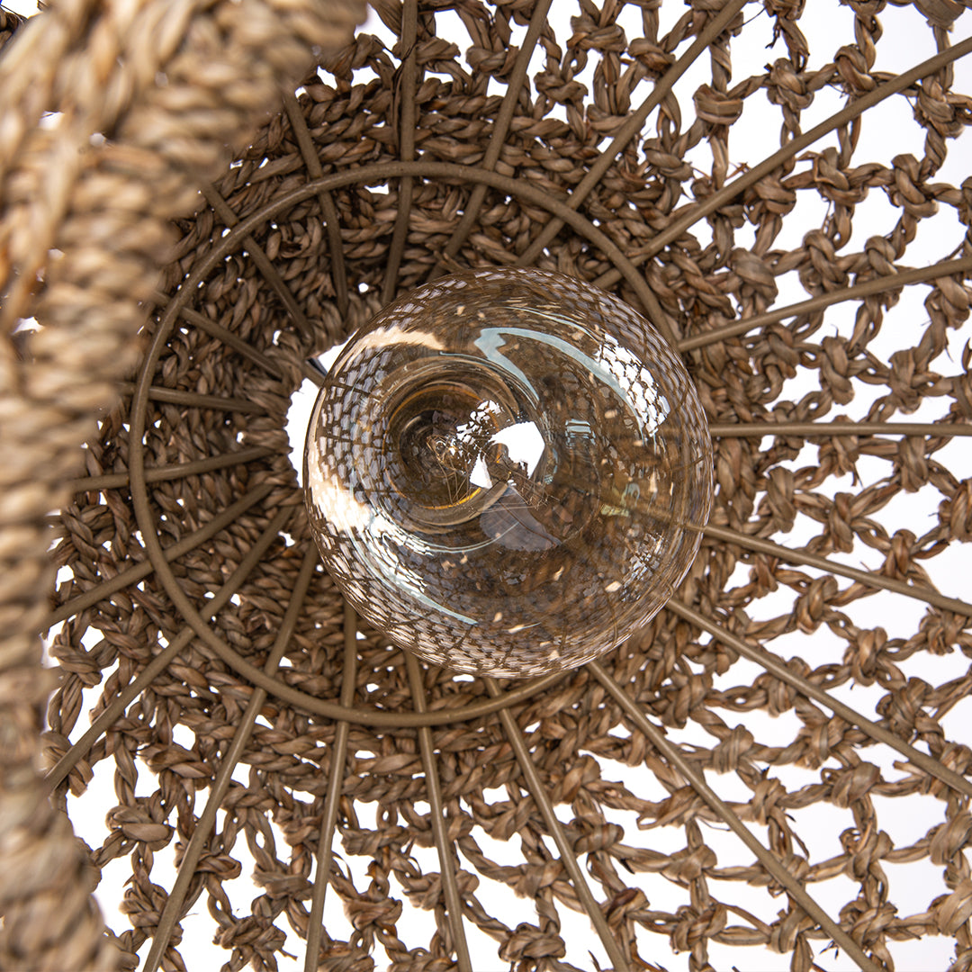 Boho style hollow braided pendant light