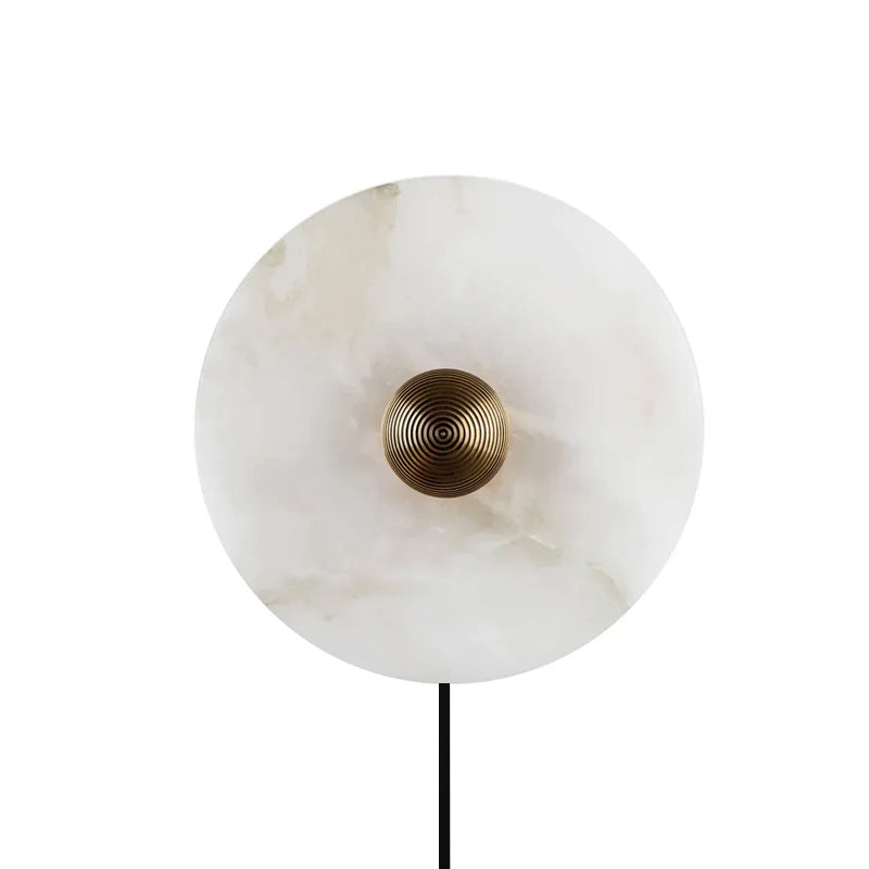 Round Alabaster Plug In Wall Lamp