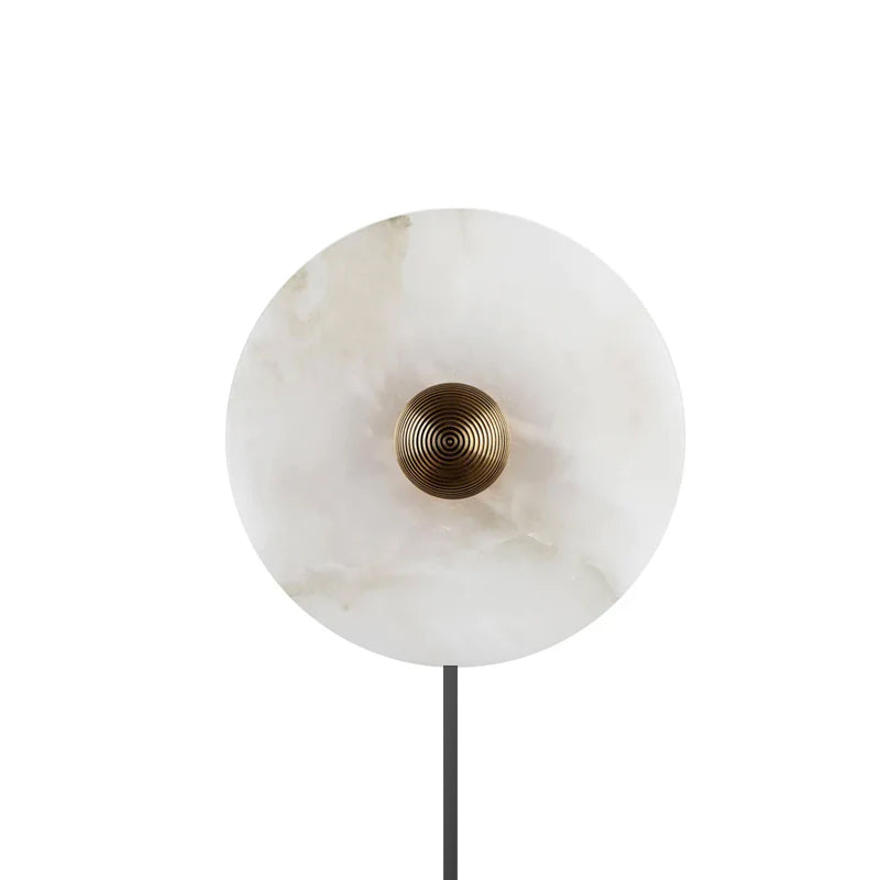 Round Alabaster Plug In Wall Lamp