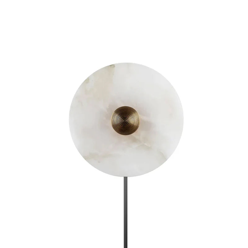 Round Alabaster Plug In Wall Lamp