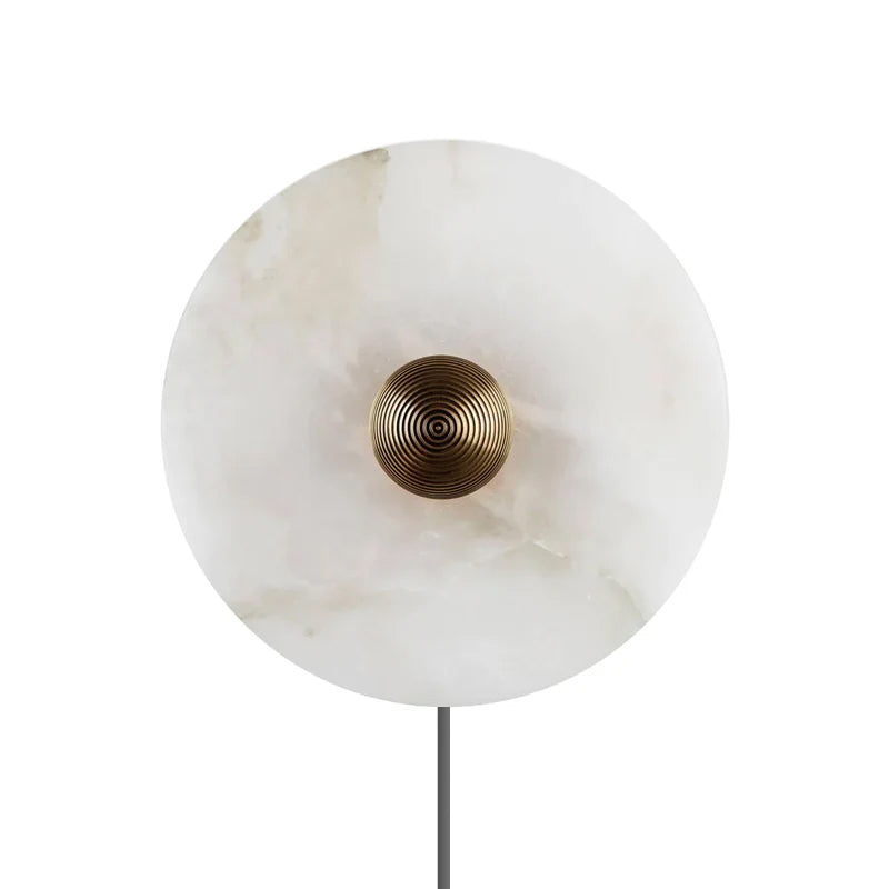 Round Alabaster Plug In Wall Lamp