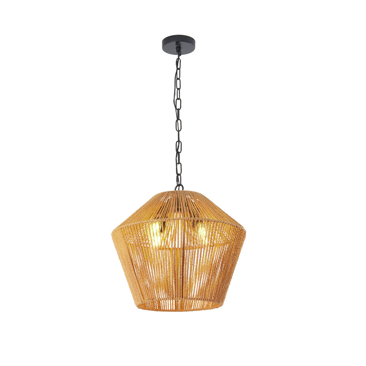 17" Handwoven Hemp Rope Pendant Light - Boho Farmhouse