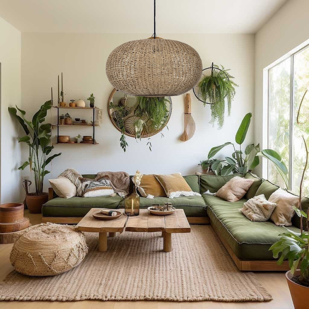 Vintage straw pendant light