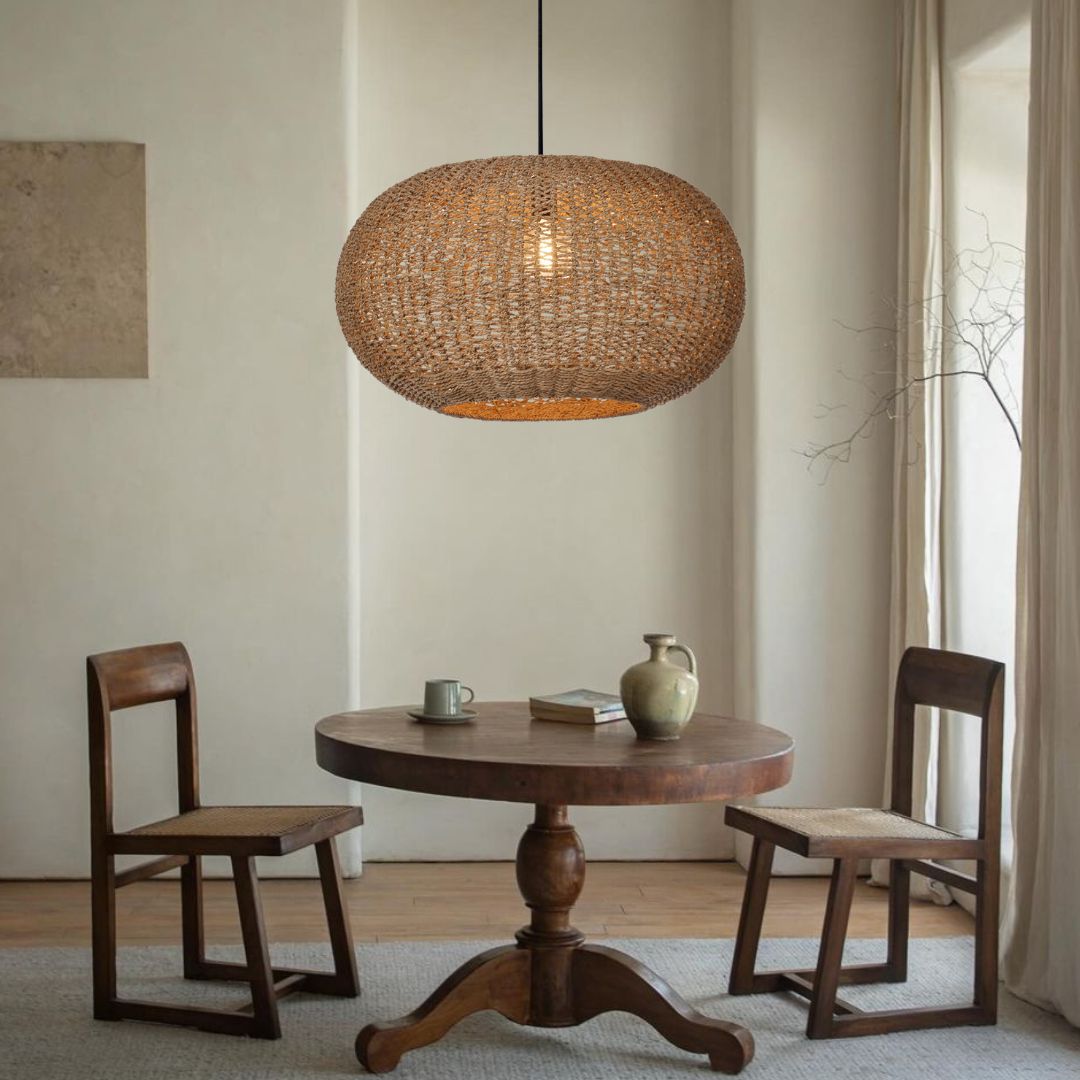 Vintage straw pendant light