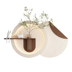 Sandstone LED Wall Decor - Botanical Art with Glass Vase