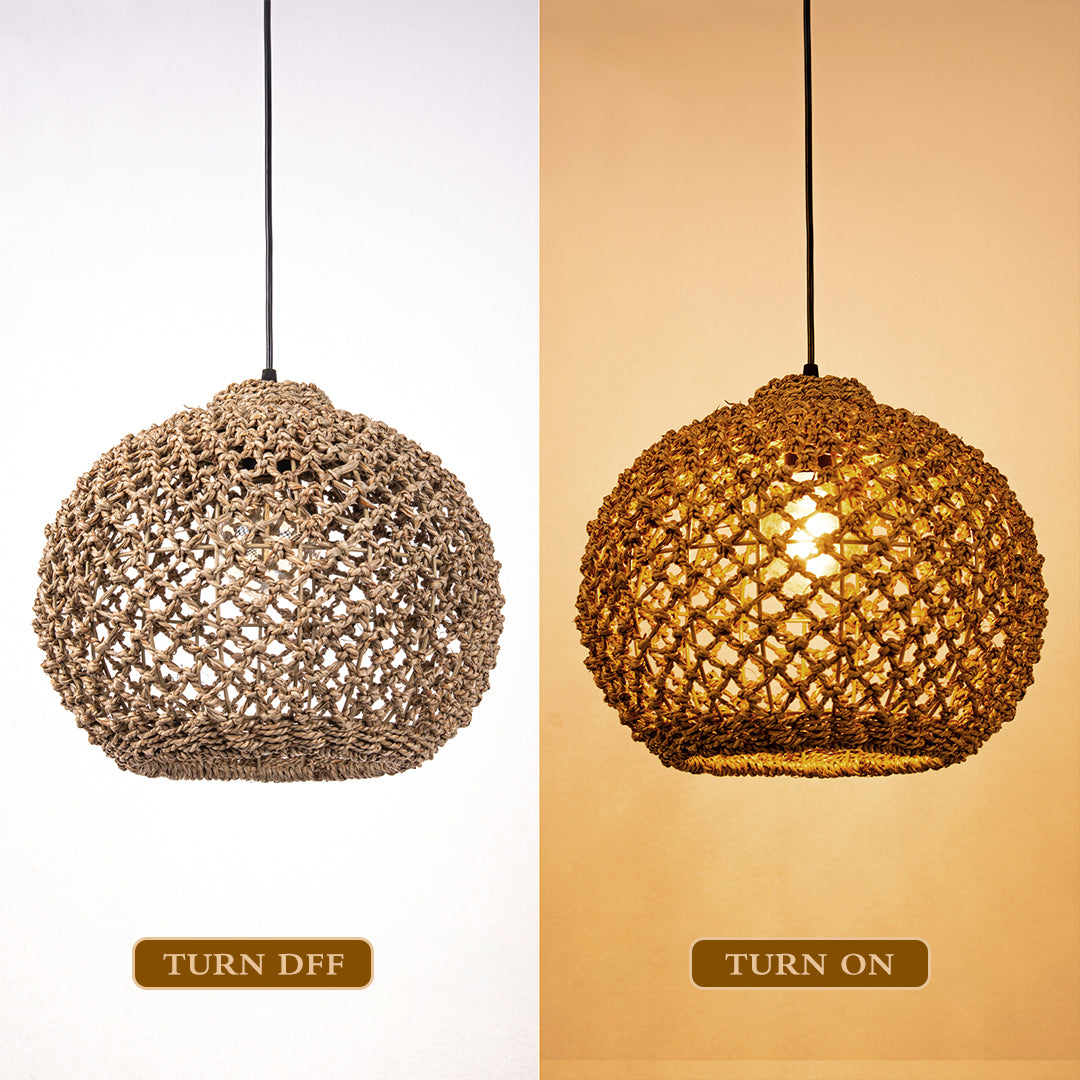 Boho style hollow braided pendant light