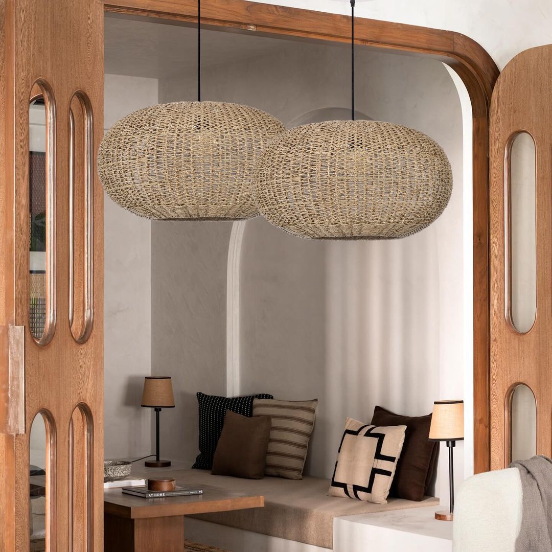 Vintage straw pendant light